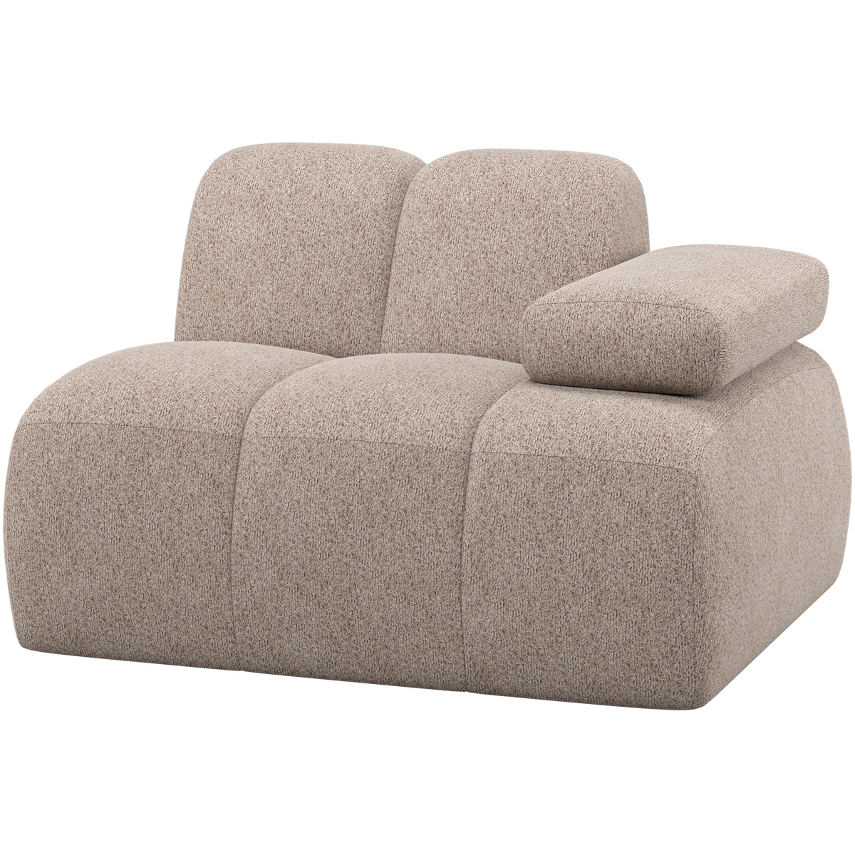 WOOOD 1-zits element bank arm rechts Mojo - Wollig - Donkerzand - 74x124x97
