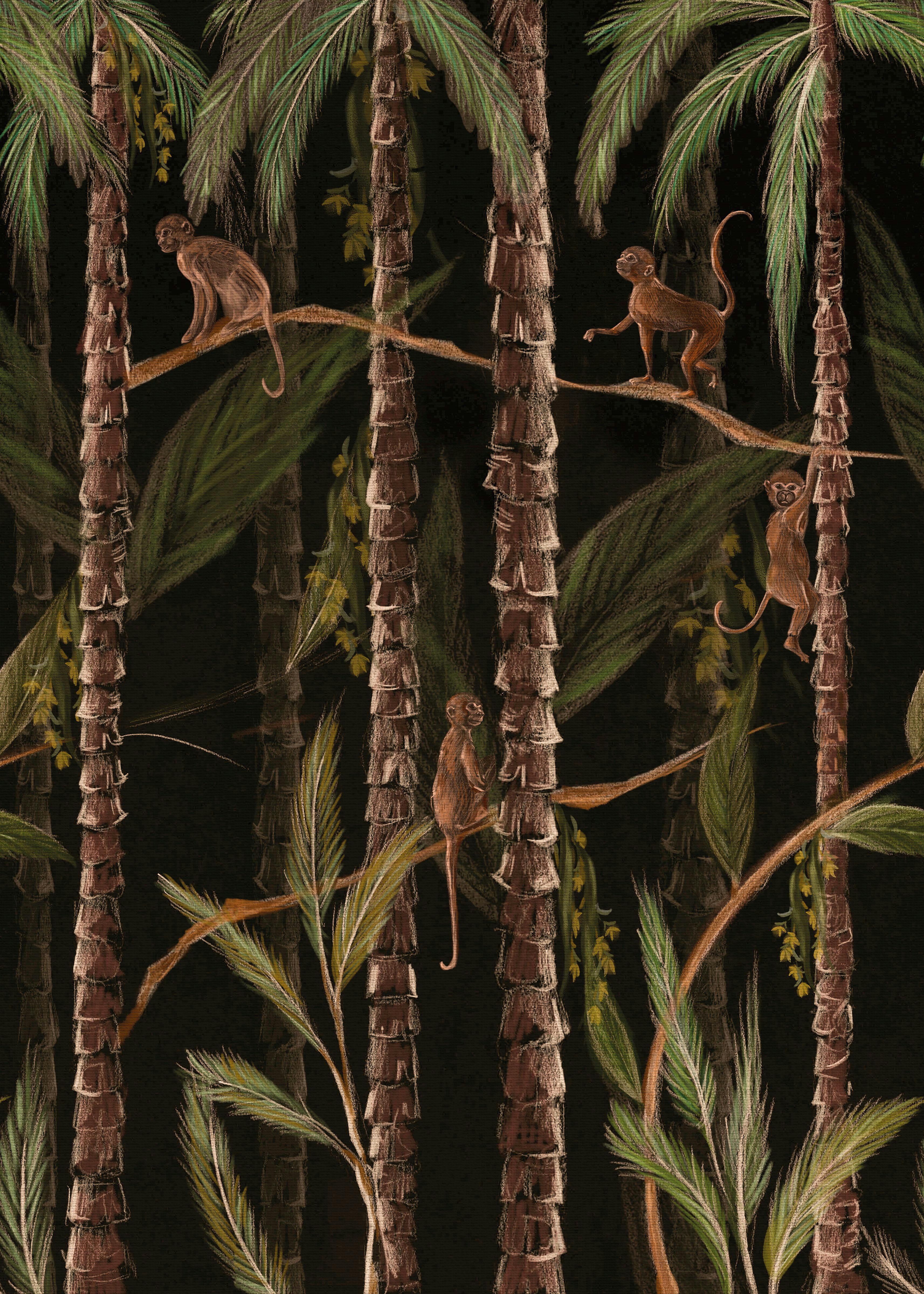 - fresque panoramique monkey jungle vert marron 200x280cm