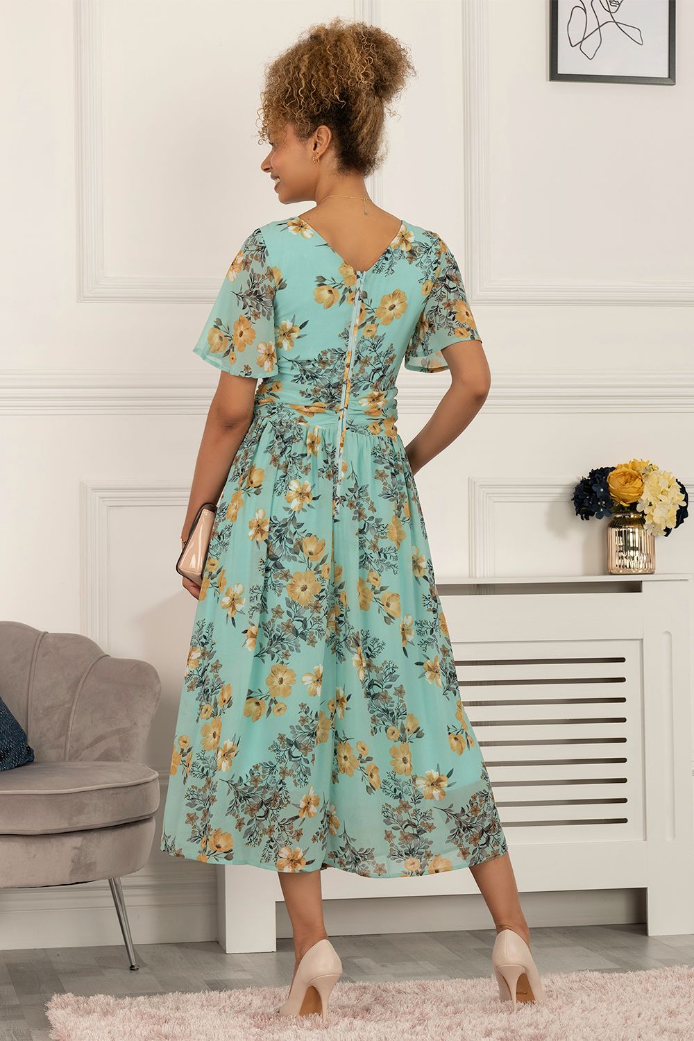 Jolie Moi Reagan Floral Print Chiffon Dress
