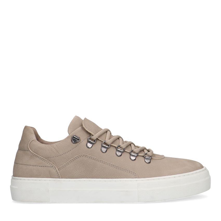 Manfield Licht grijze nubuck sneakers