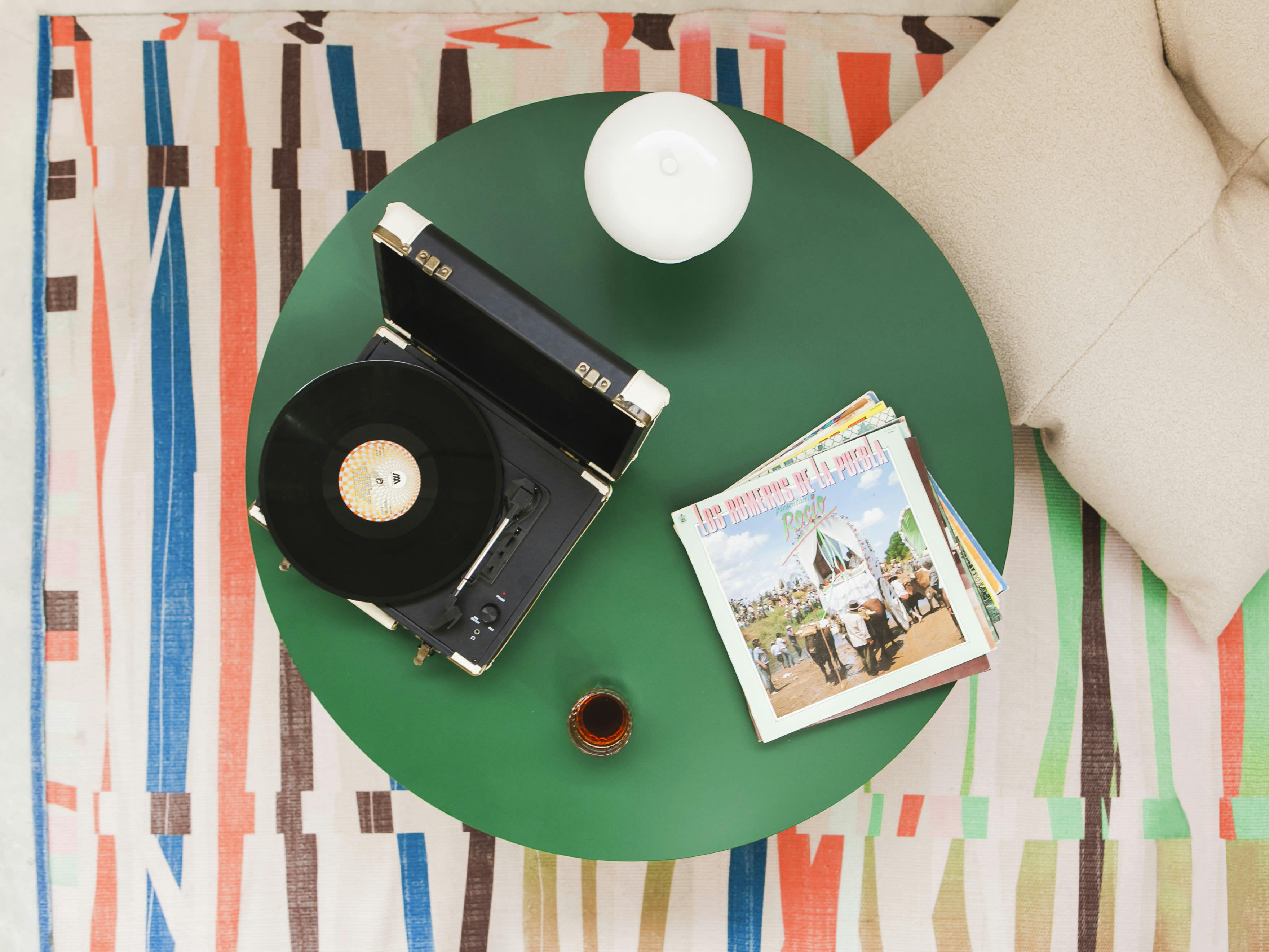 BLOCKIE-PAUSA - Table basse ronde , plateau résistant MDF 3cm cèdre vert 100cm