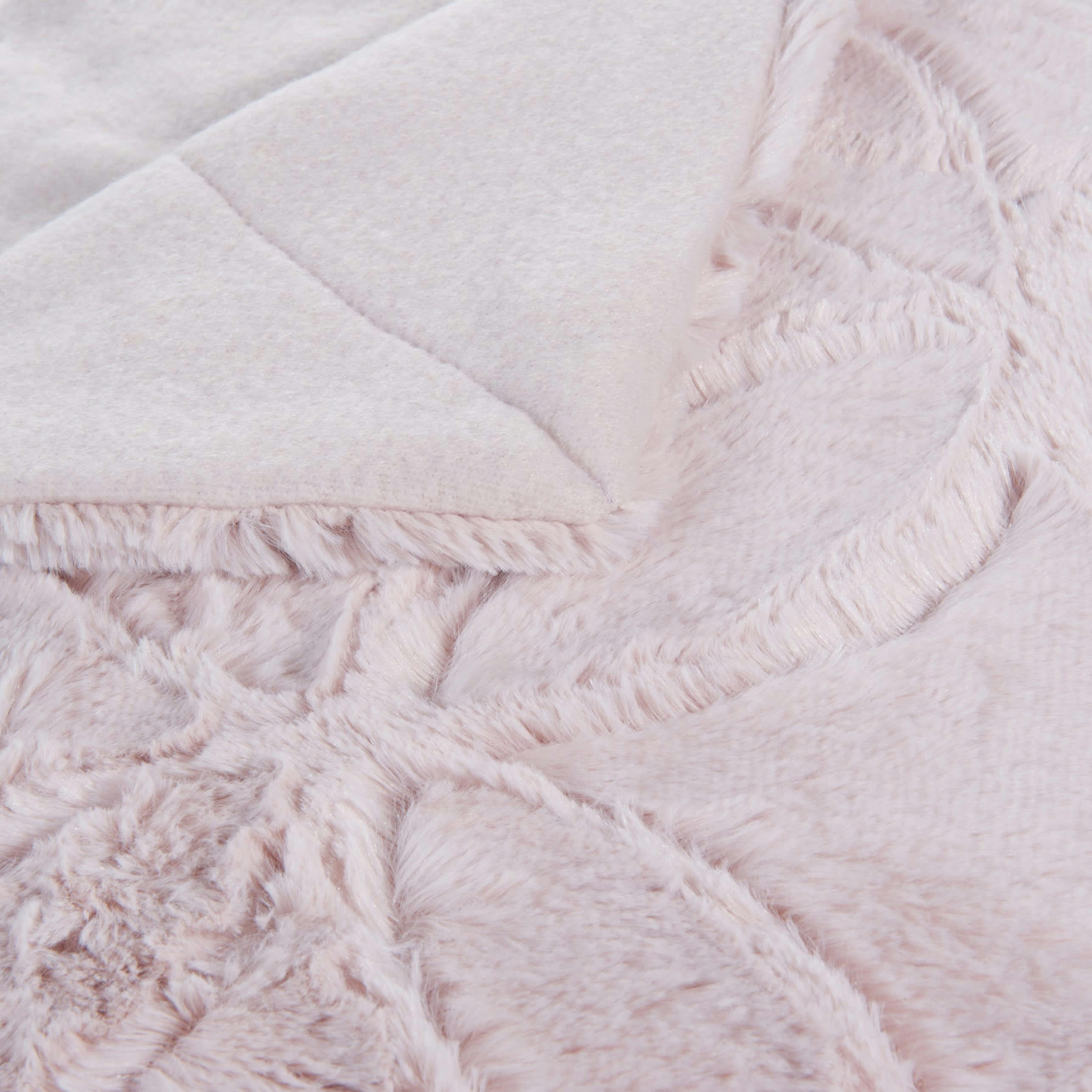 - Plaid en polyester recyclé imitation fourrure rose 130x170