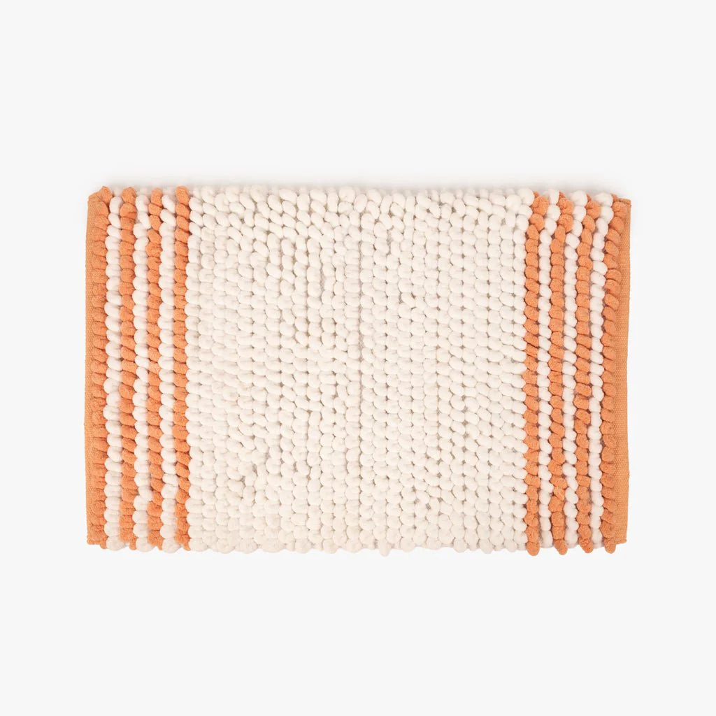 Tapete de Casa de Banho Chenilla Branco e Laranja SOLLER