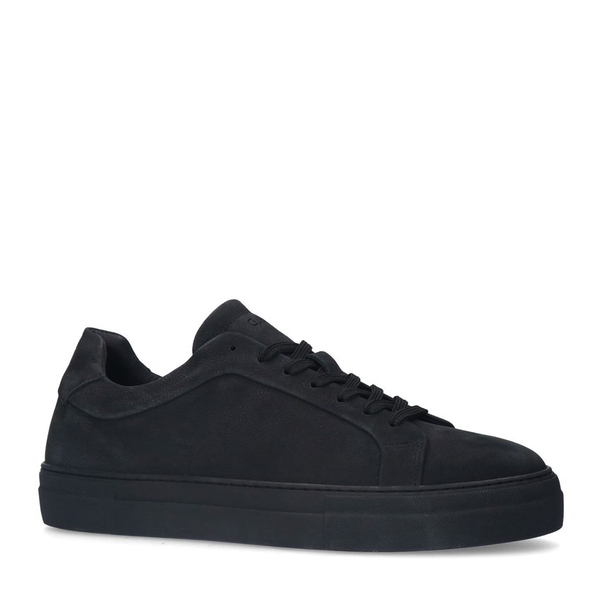 Manfield Zwarte nubuck sneakers