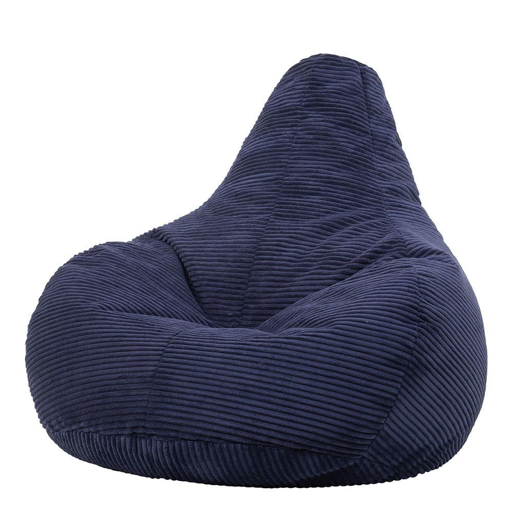 DALTON - Pouf inclinable velours côtelé bleu marine