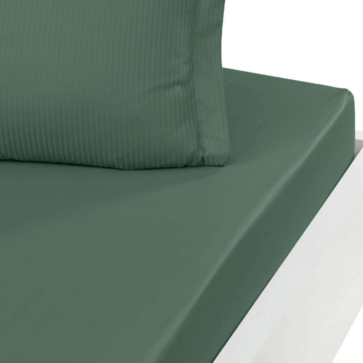 VERSAILLES - Drap housse uni en satin de coton Eucalyptus 80x200 cm