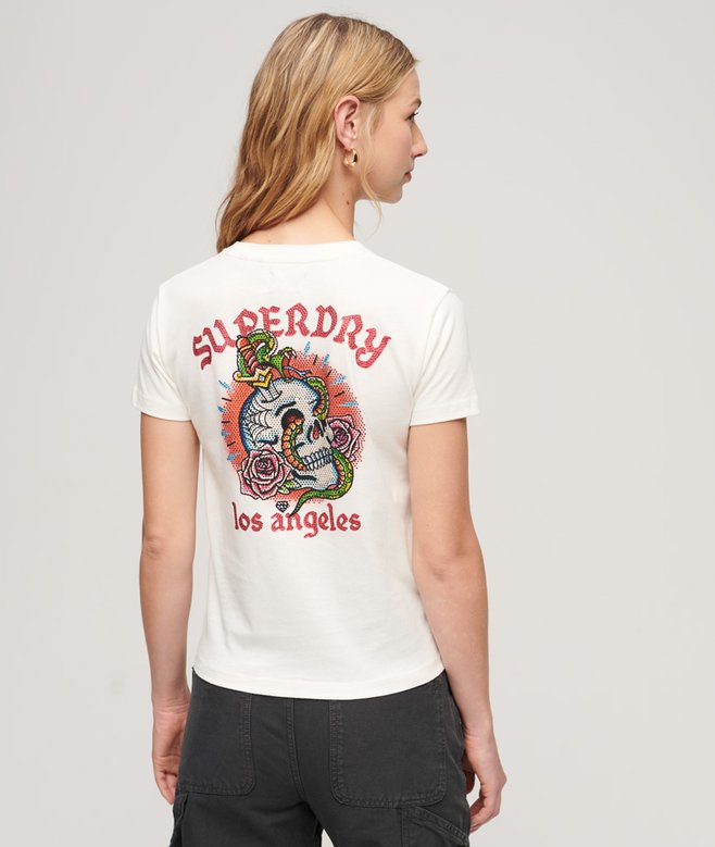 Tattoo Rhinestone Fitted T-Shirt
