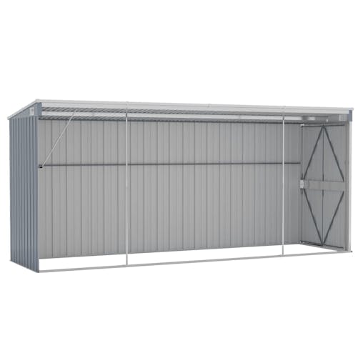 NNEVL Wall-mounted Garden Shed Grey 118x382x178 cm Galvanised Steel