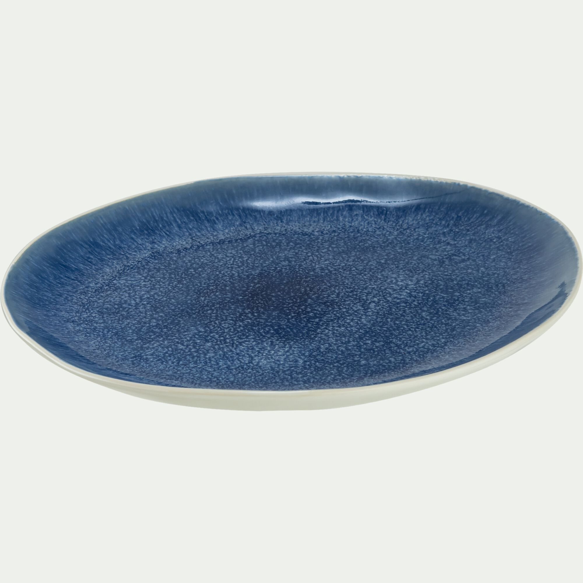 BLUE - Plat de présentation en grès 34x29cm - bleu