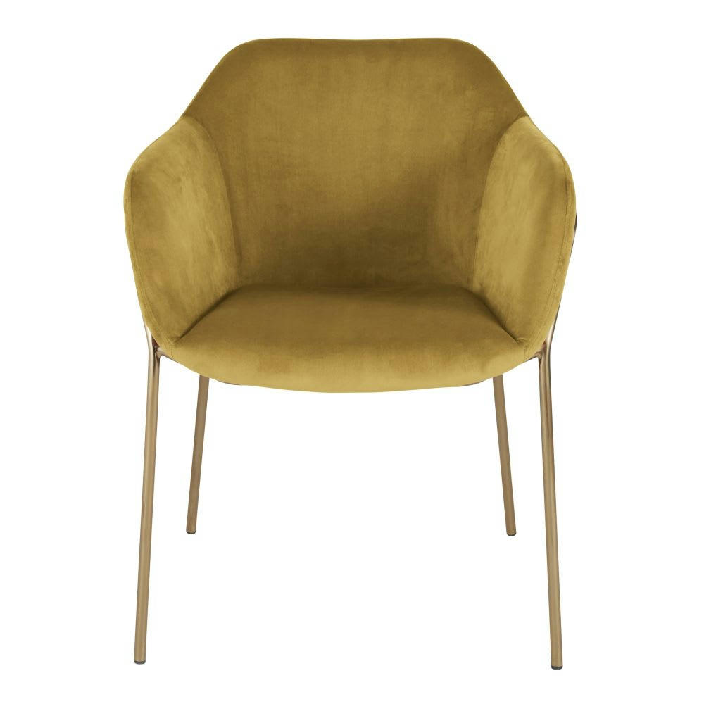 Neus - Chaise en velours ocre et métal doré, OEKO-TEX®