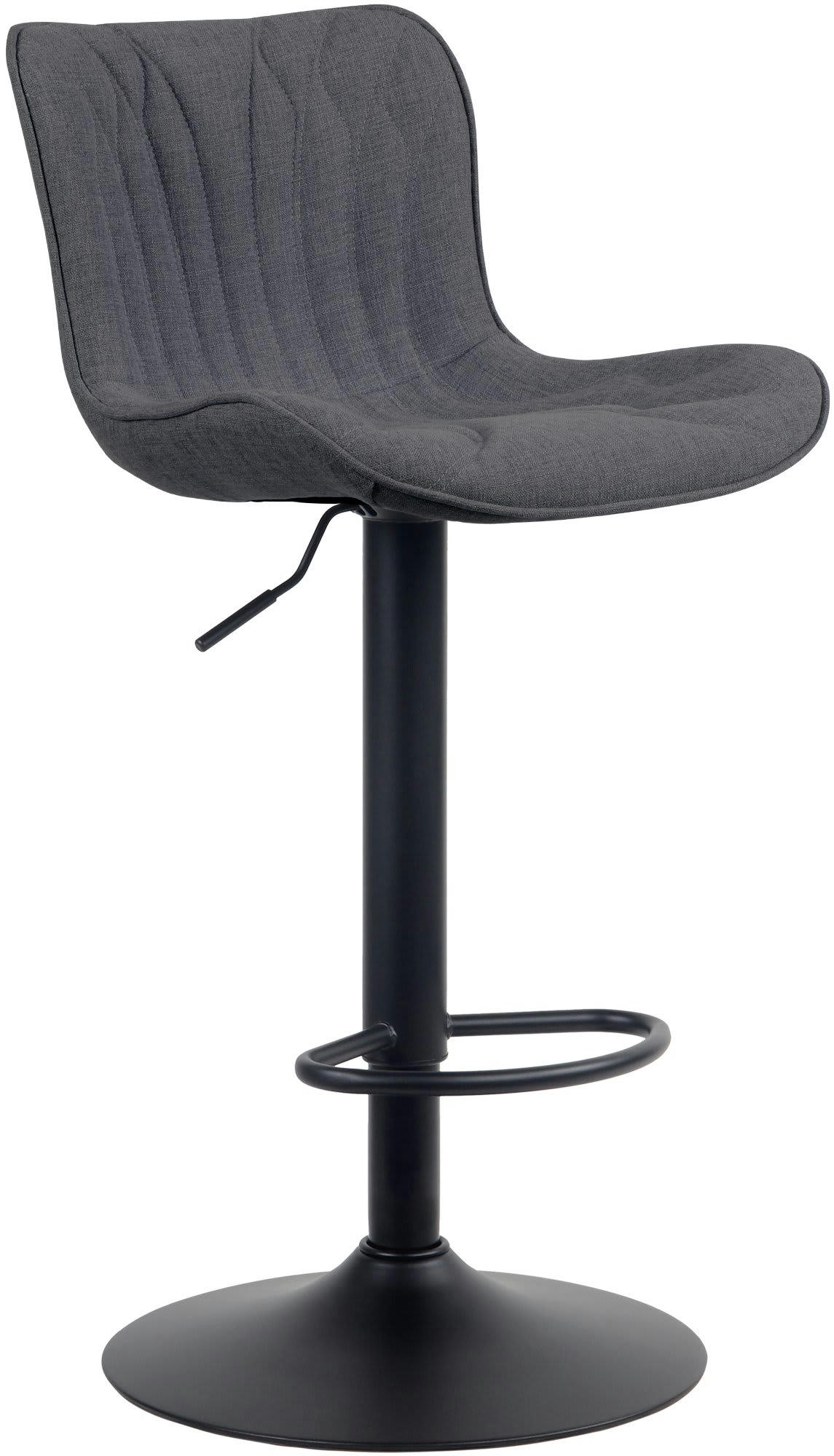 LINUS - Tabouret de bar ajustable pivotant tissu Noir