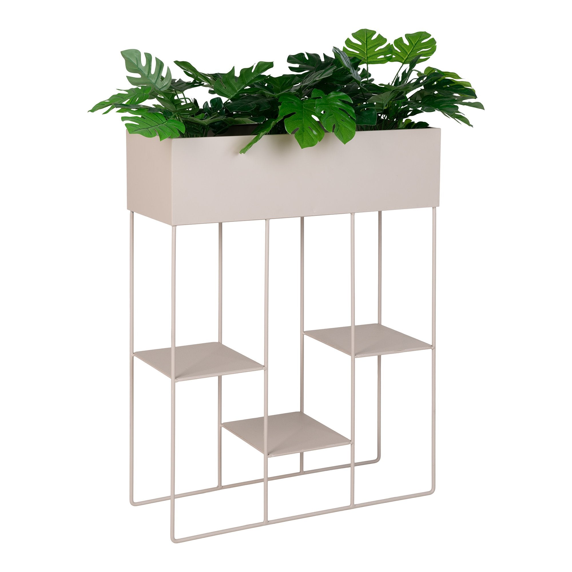 QUVIO Plantenbak met 3 planken - Metaal - Beige