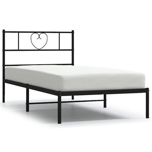 NNEVL Metal Bed Frame with Headboard Black 107x203 cm