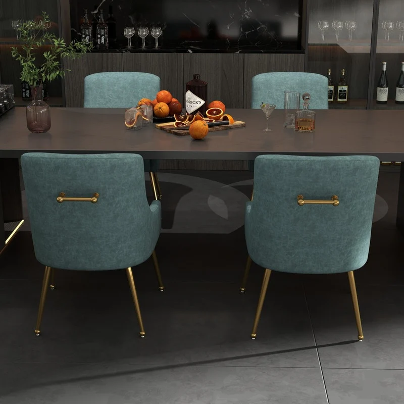 SEYNAR Modern Glam PU Leather Dining Chair or Vanity Chair Set of 4 with Rear Handle