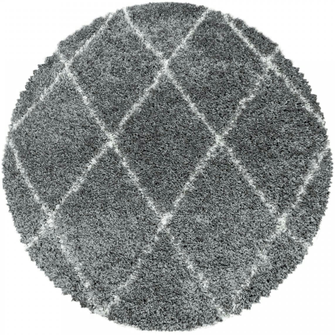 LOSANGES - Tapis rond de style géométrique gris et blanc 120x120cm