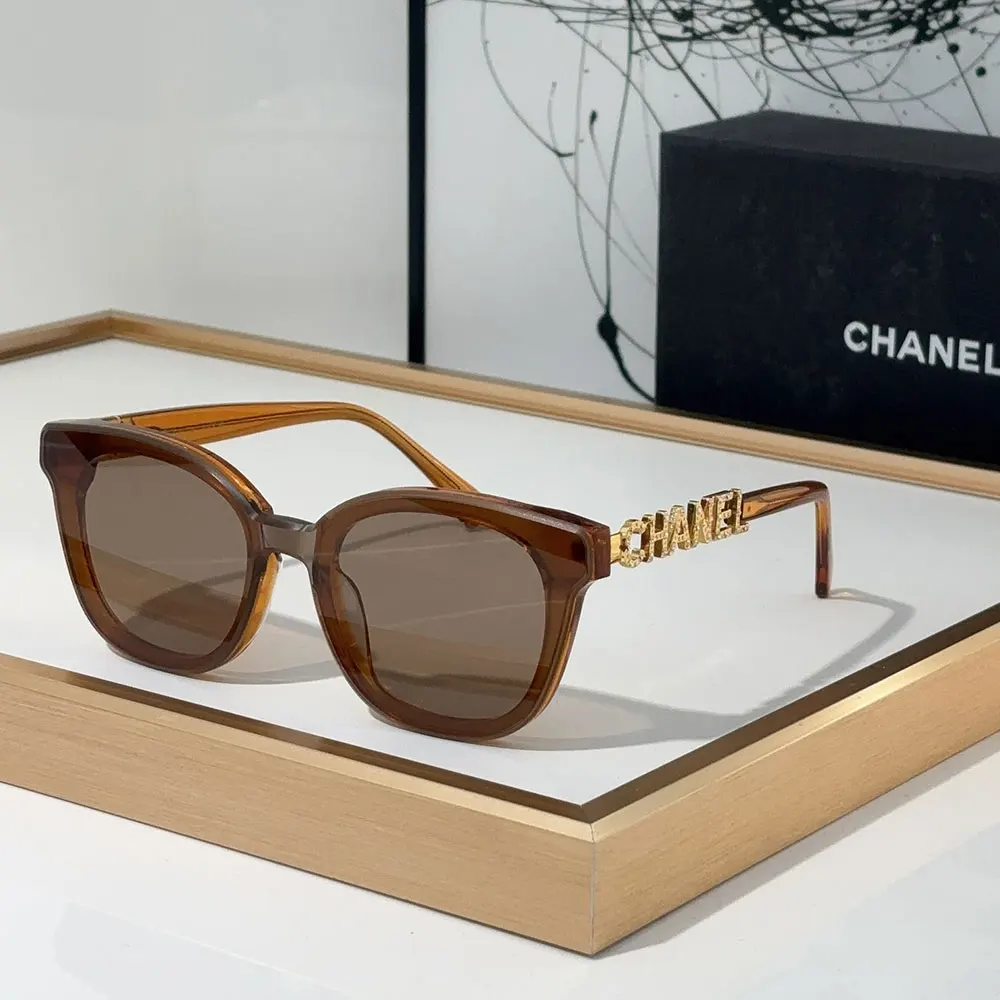 Chanel Mirror leg Hollowed out Logo Sunglasses