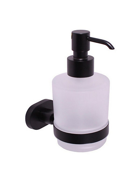 Distributeur de savon mural YUKON en verre et laiton noir mat 200 ml