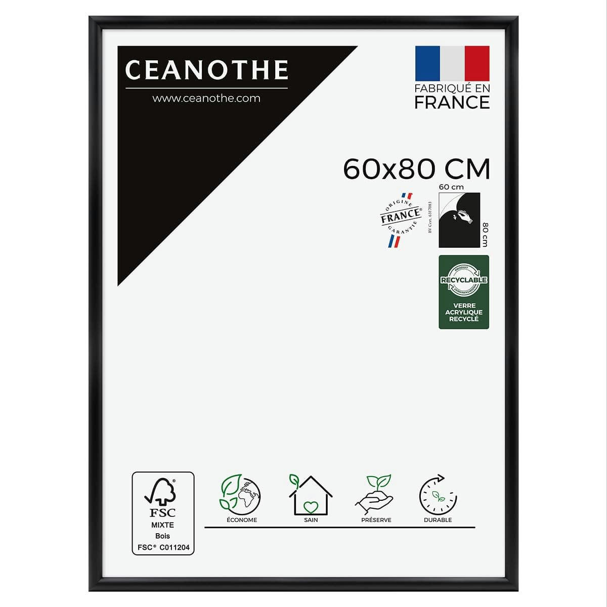 ESSENTIEL - Cadre photo exposition noir 60x80 cm résine recyclée