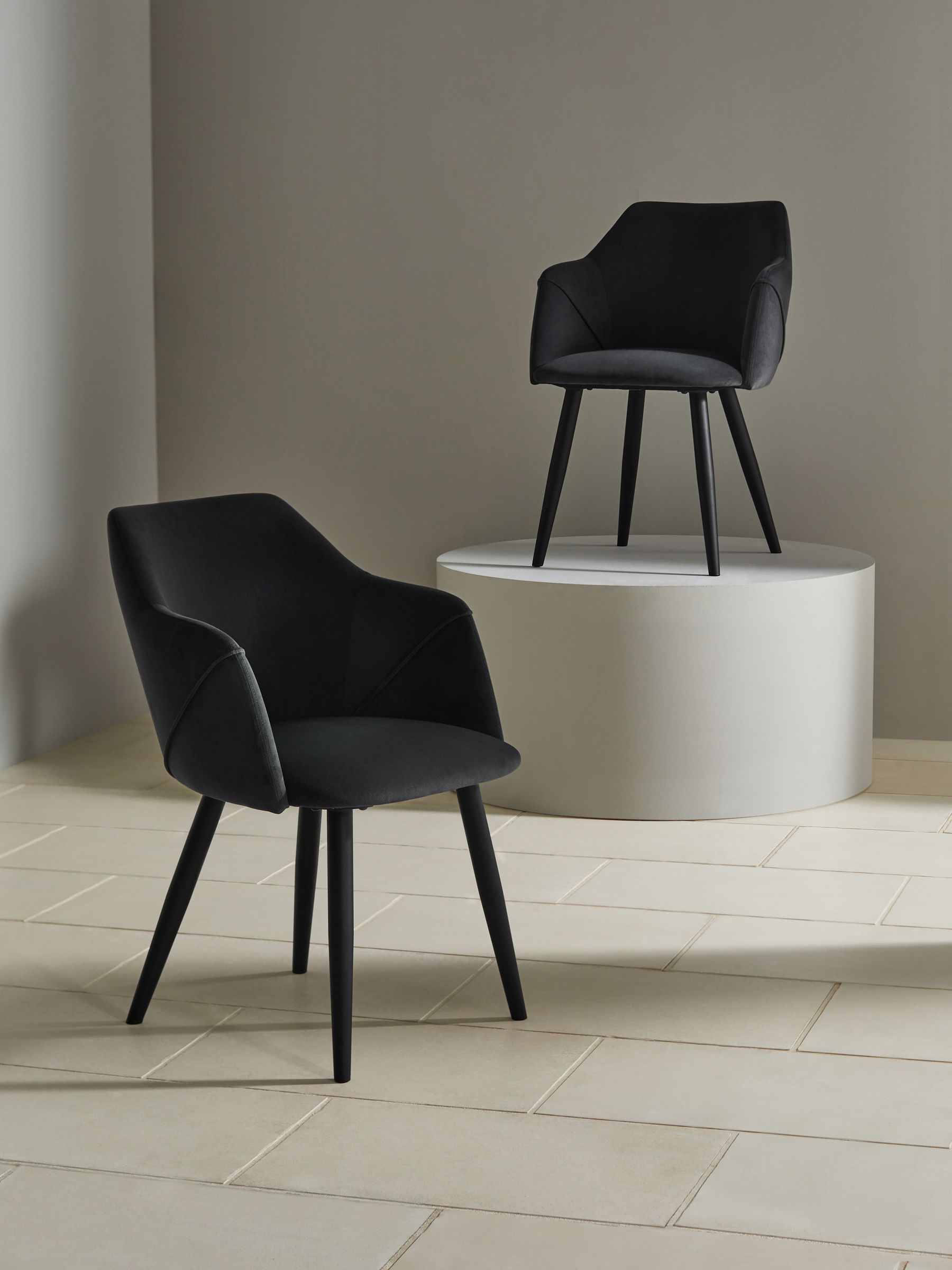 Set of 2 Charcoal Black Lule Arm Dining Chairs