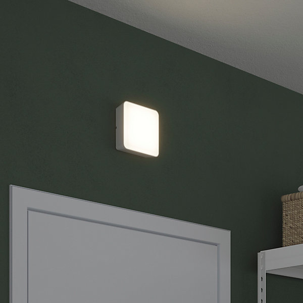 Hublot Moresby LED intégrée blanc neutre IP44 1000lm 16W L.15xl.15cm carré blanc GoodHome