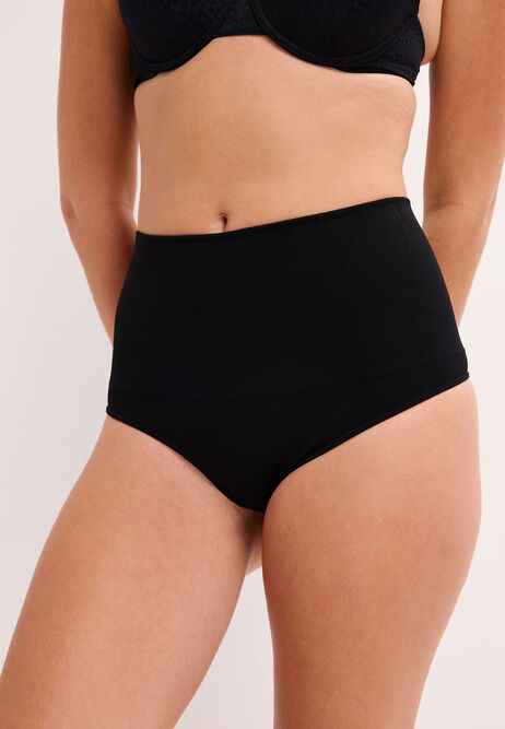 Womens Black High Waist Shaping Seamless Thong