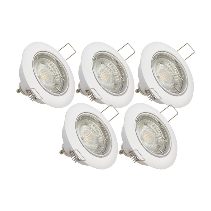 Spot encastrable LED blanc GU10 blanc chaud IP20 345 lm 5 W 5 pièces XANLITE