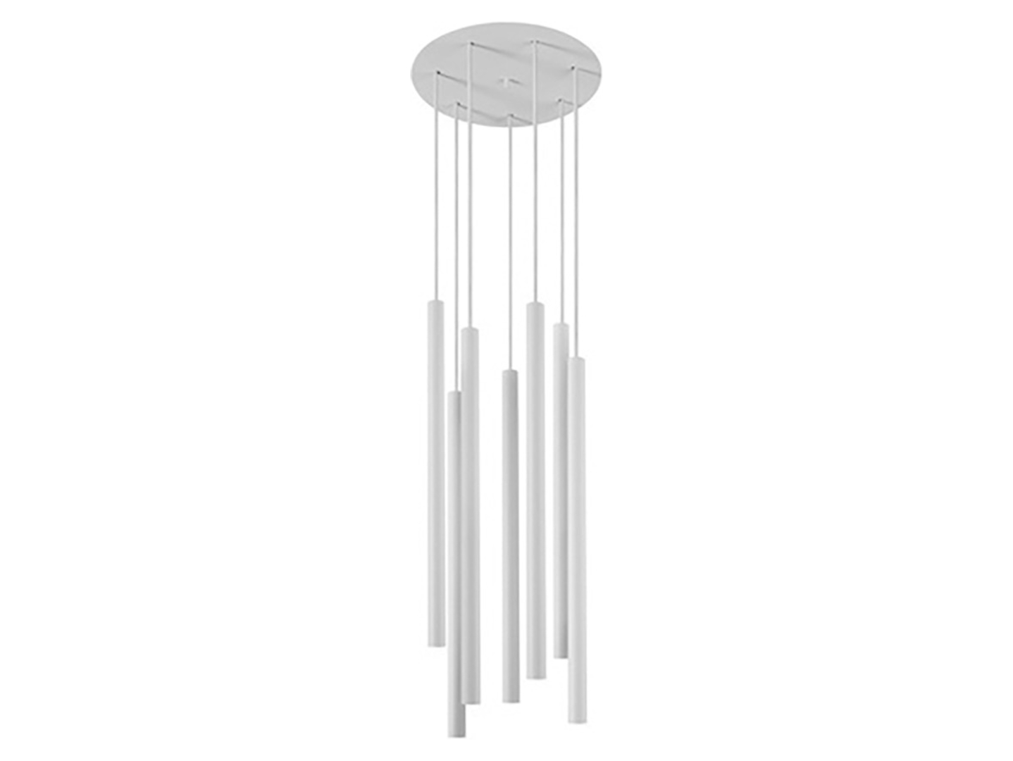 Lampa wisząca Laser 7-punktowa stalowa biała