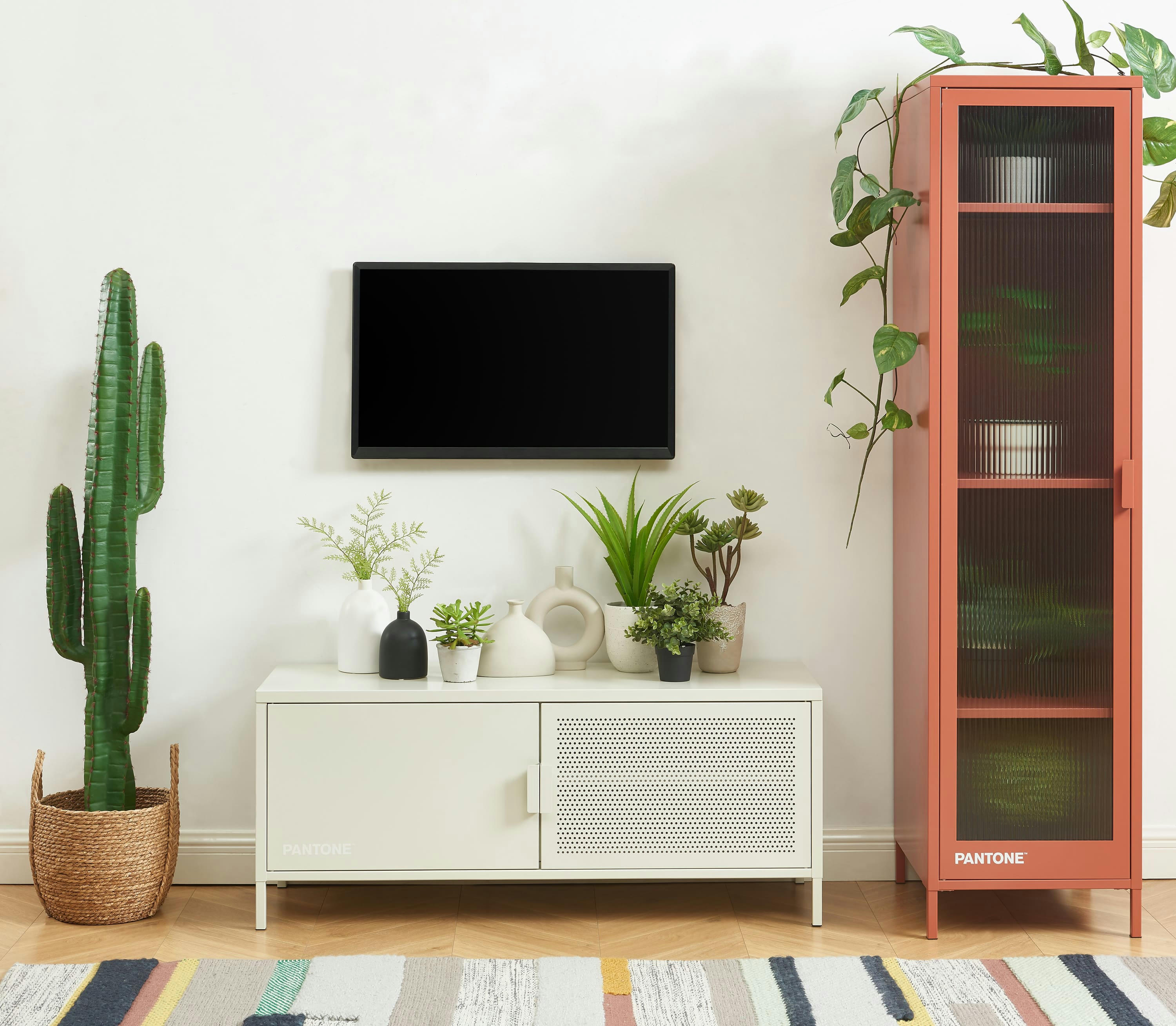 PANTONE - Meuble tv  métal beige sable 120cm