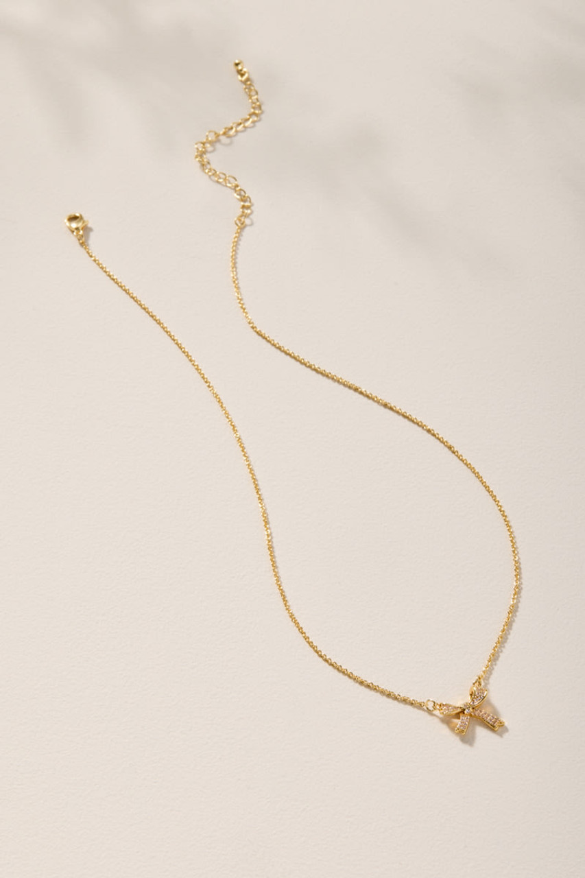 Michelle Crystal Bow Pendant Necklace