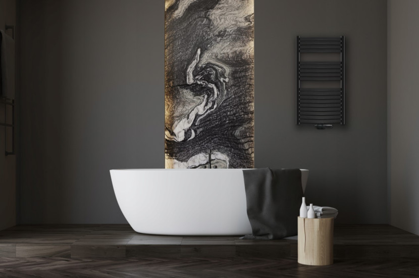 Grzejnik łazienkowy czarny 540 x 1200 mm 538W Invena DUOPLEX