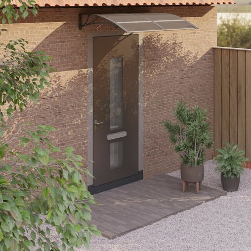 NNEVL Door Canopy Black 150x100 cm Polycarbonate