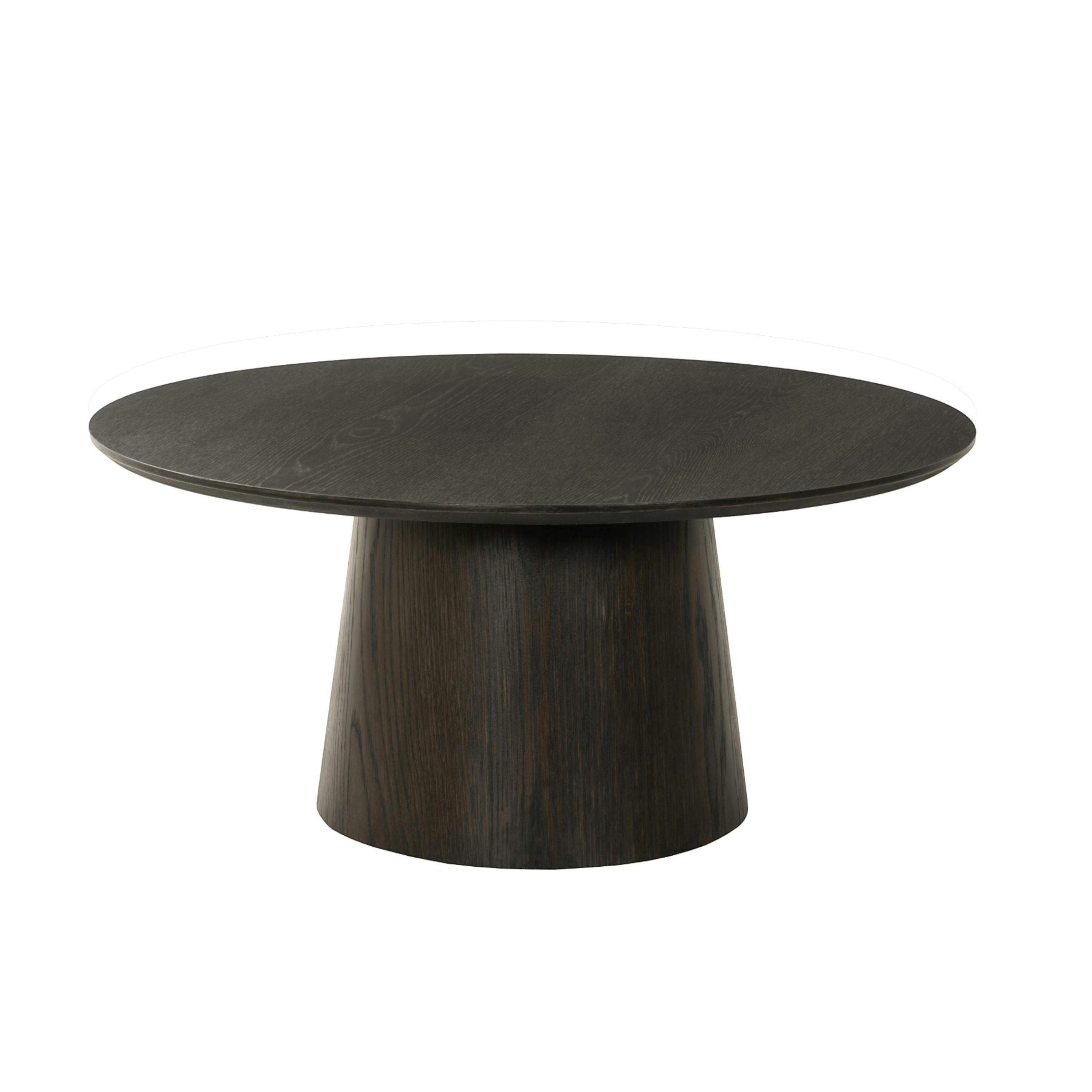 Table basse ronde en chêne brun LOREN