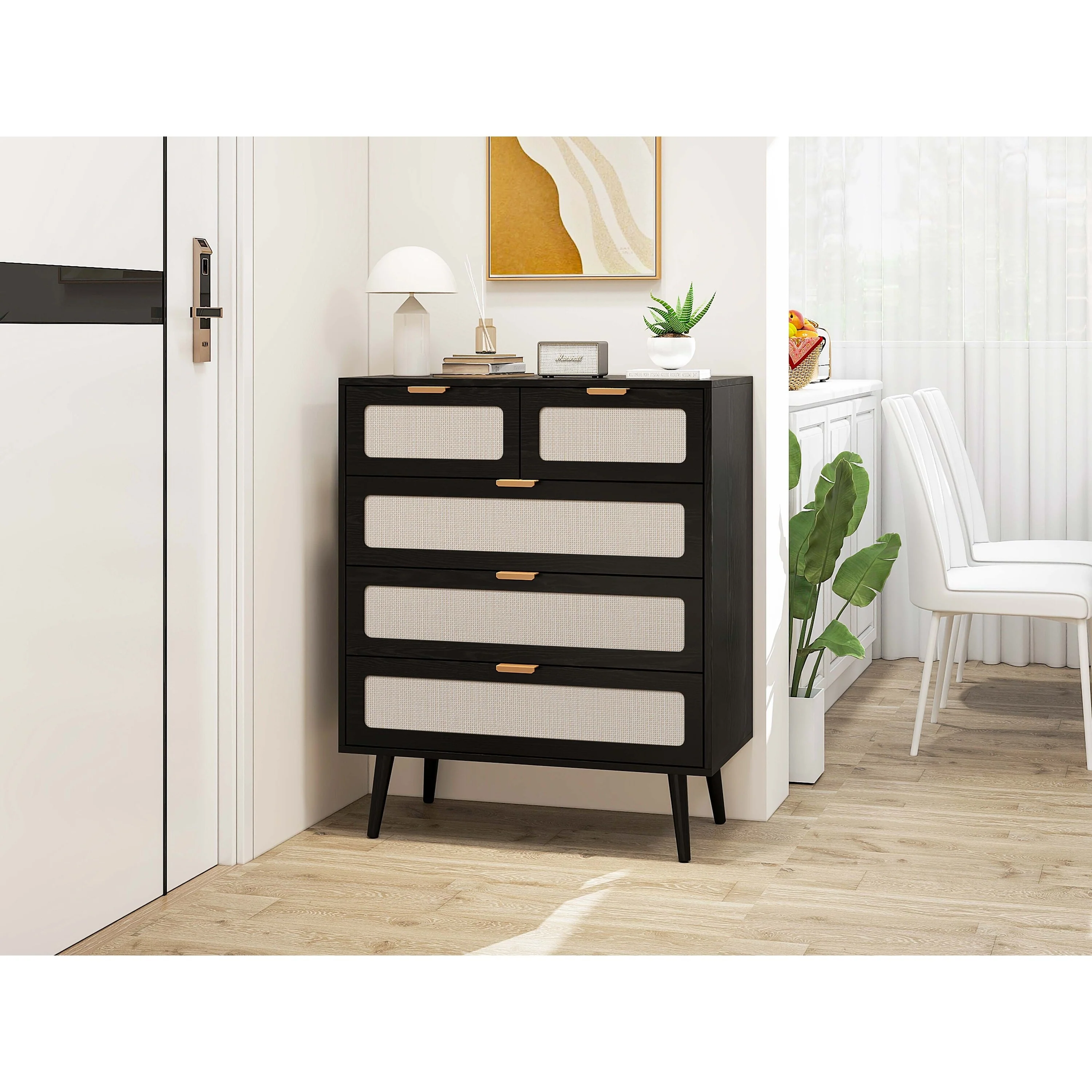 5-Drawer Vertical Chest, Cabinet, Accent Storage Cabinet, Suitable for Living Room, Bedroom, Dining Room