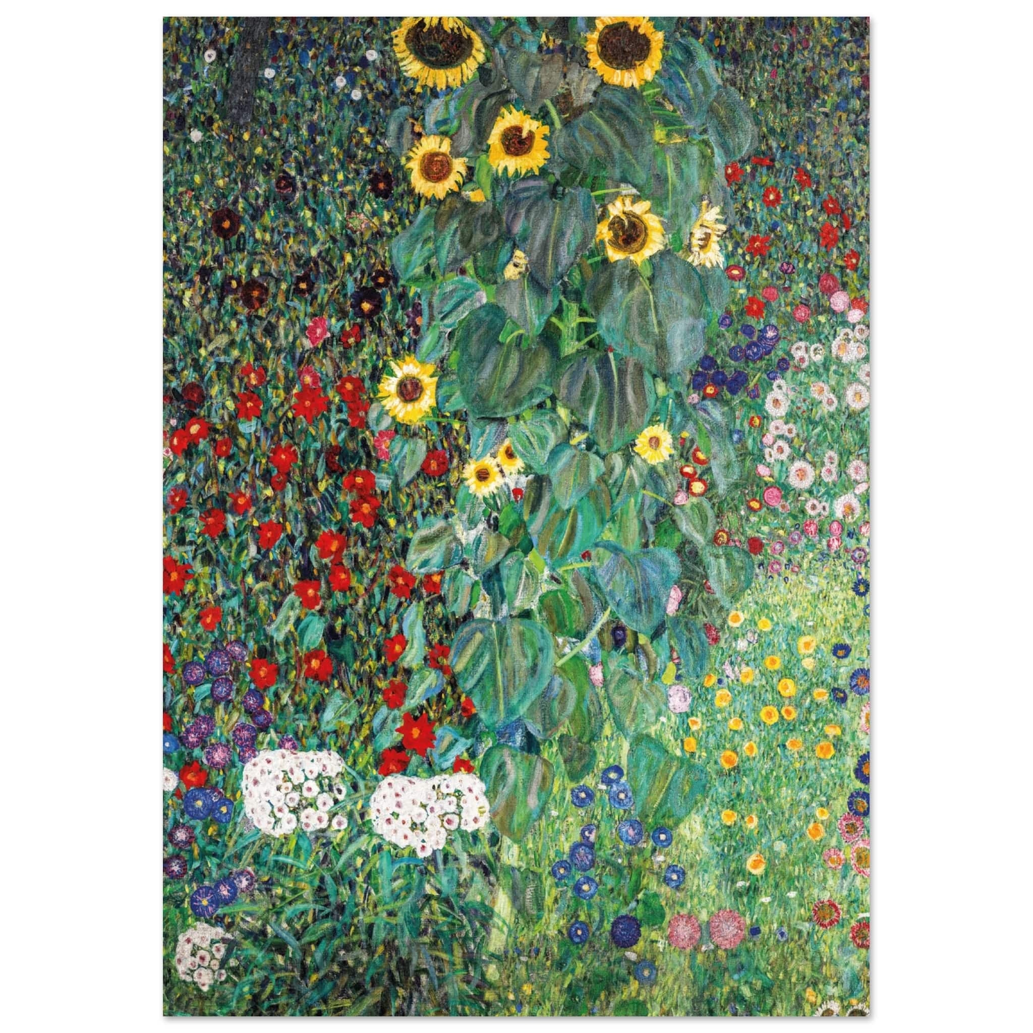 Artfulprints Poster Gustav Klimt - Country garden with sunflowers  - A4 21x29.7 cm - Donkergroen