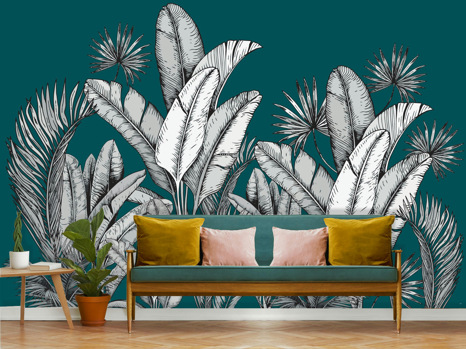 - Papier peint panoramique adhésif mirage bleu paon 3m50x2m50