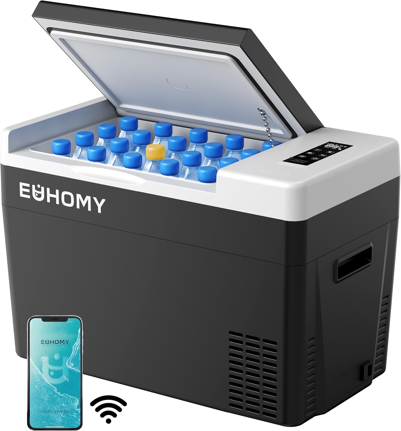 EUHOMY 12 Volt Refrigerator, 31QT(29L) Compressor Electric Cooler APP Control, Car Fridge -4℉~68℉, Portable Refrigerator 12/24V DC 100-240V AC, Portable Freezer for Camping, Travel, Boat