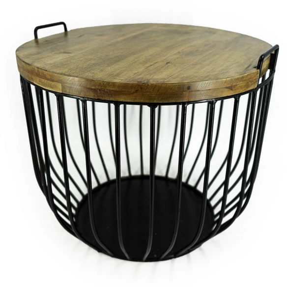 Beistelltisch-Set, BxH: 59 x 48,5 cm, Metall/Mangoholz