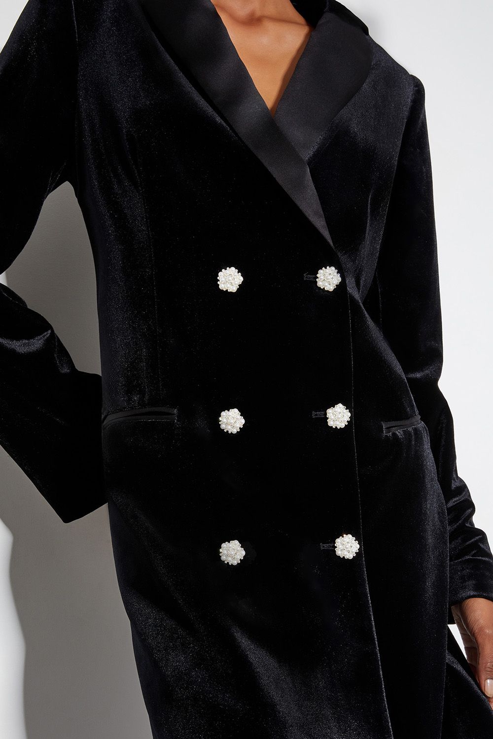 Monsoon Valery Velvet Blazer Dress Black