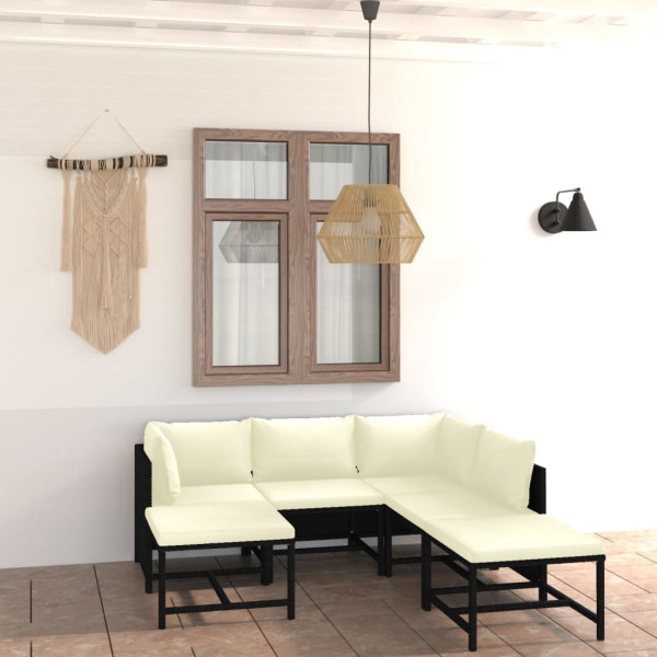 Zestaw wypoczynkowy do ogrodu Czarny Technorattan 2x sofa narożna   2x
