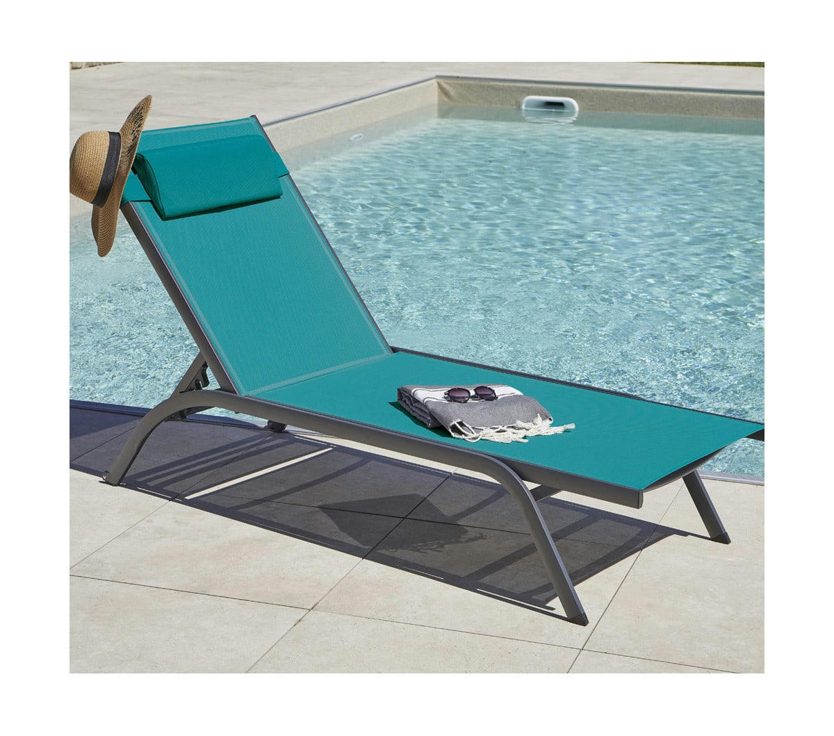 MALTA - Bain de soleil  en aluminium bleu canard