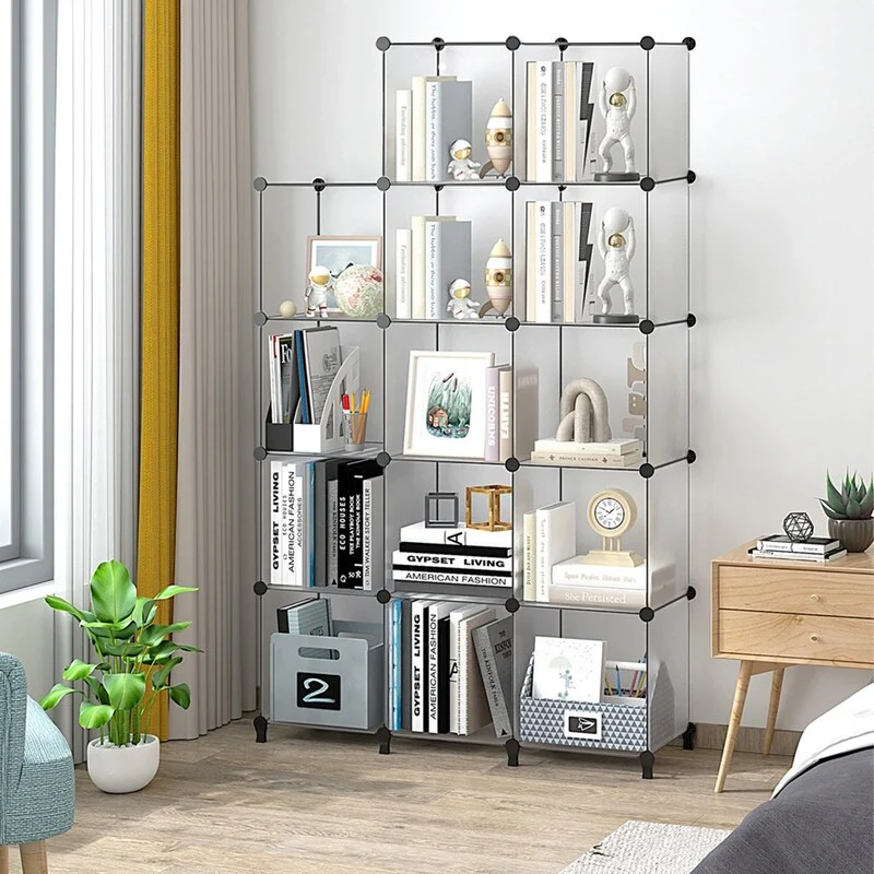 14 Cube Stackable Shoe Rack Organizer DIY Plastic Shoe Storage Cabinet for Closet & Entryway - N/A