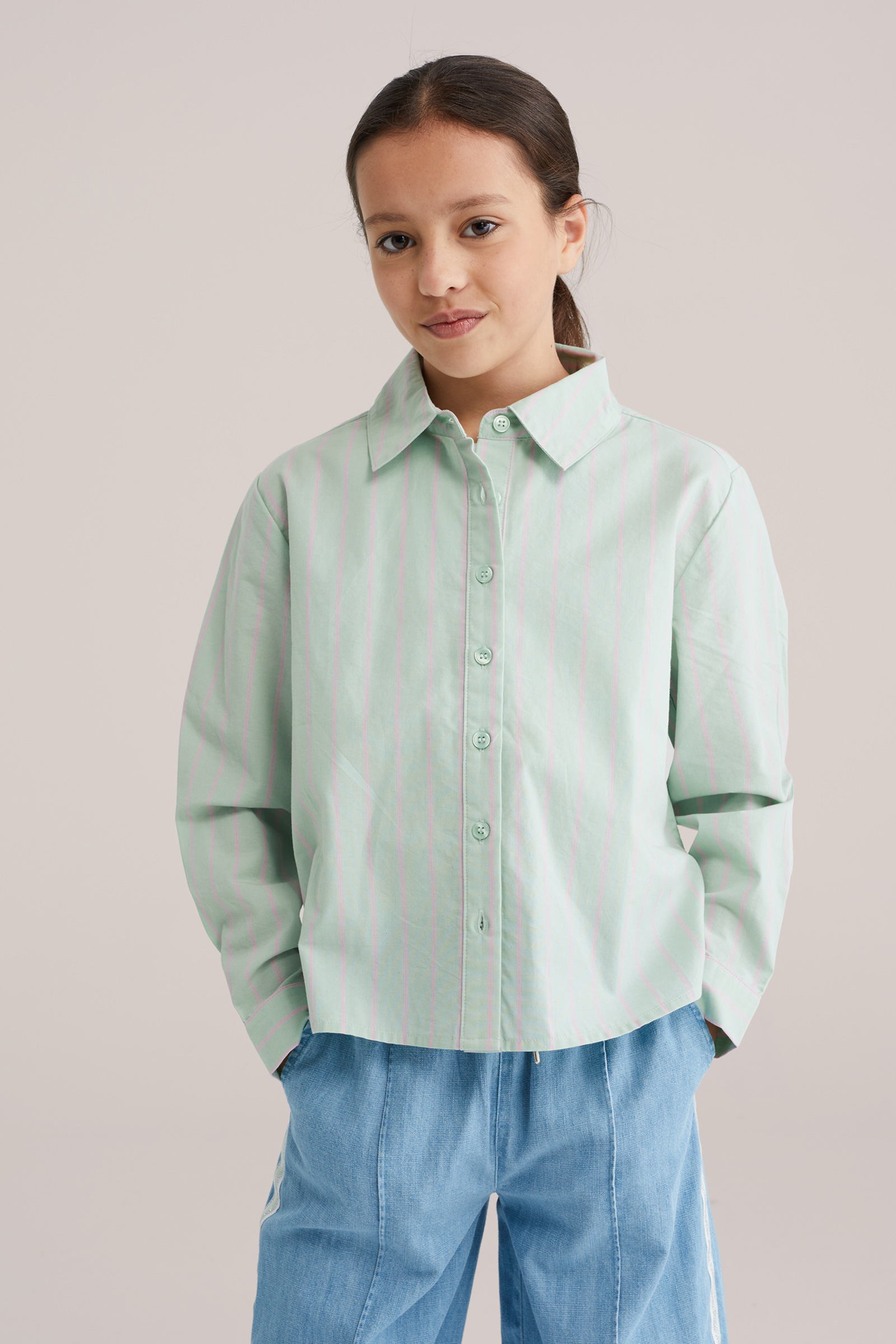 Meisjes gestreepte blouse met embroidery