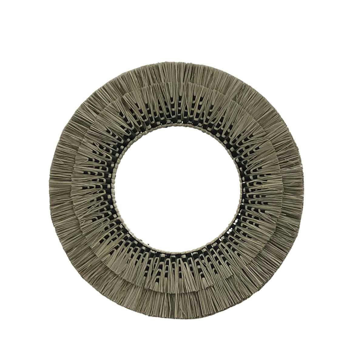 - Miroir rond en paille de mendong -40.000x3.500 cm - Beige - Fibres