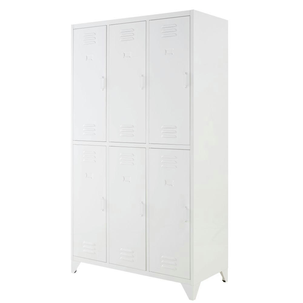 Sunset - Dressing vestiaire industriel 6 portes en métal blanc
