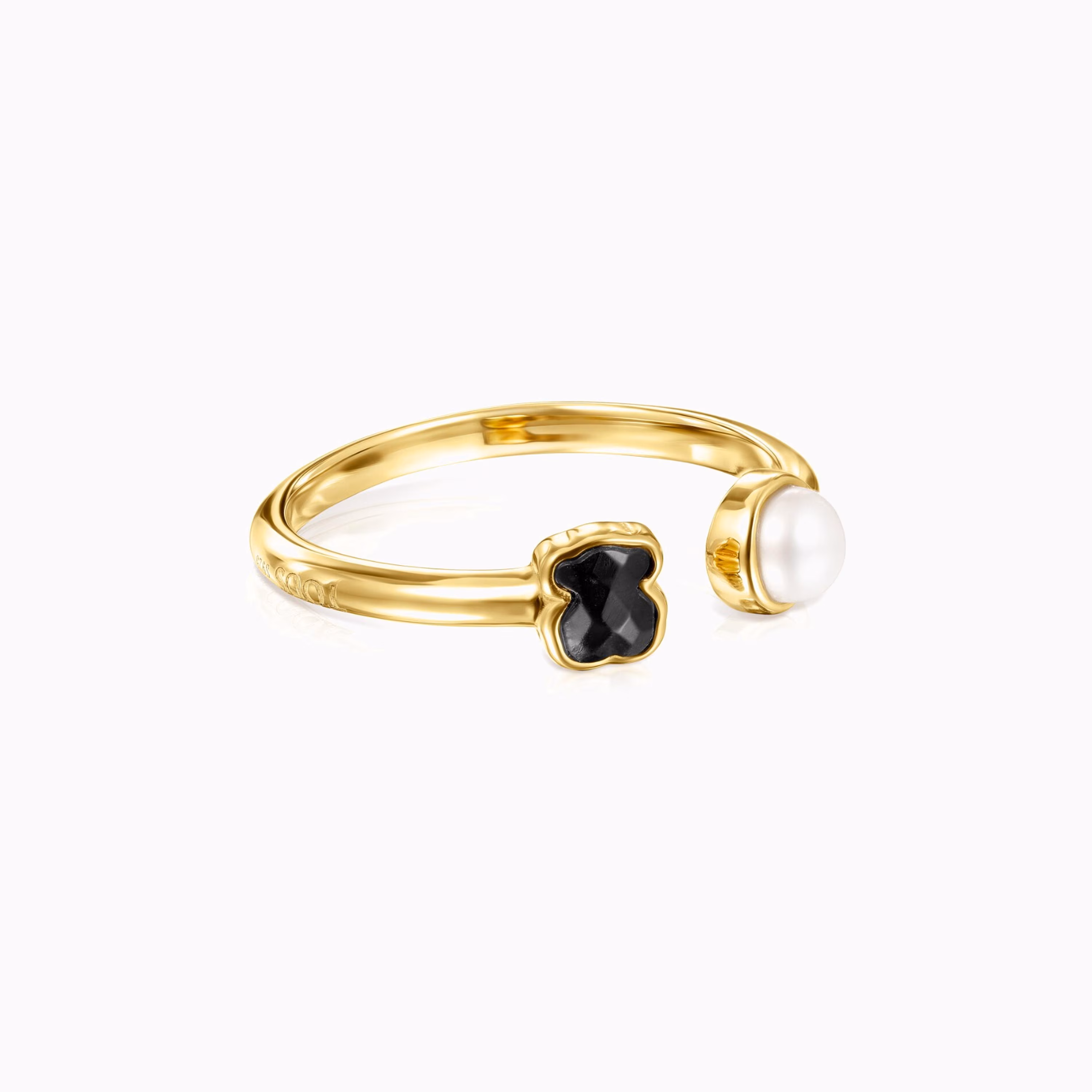 Anillo de plata vermeil con ónix y perla Glory