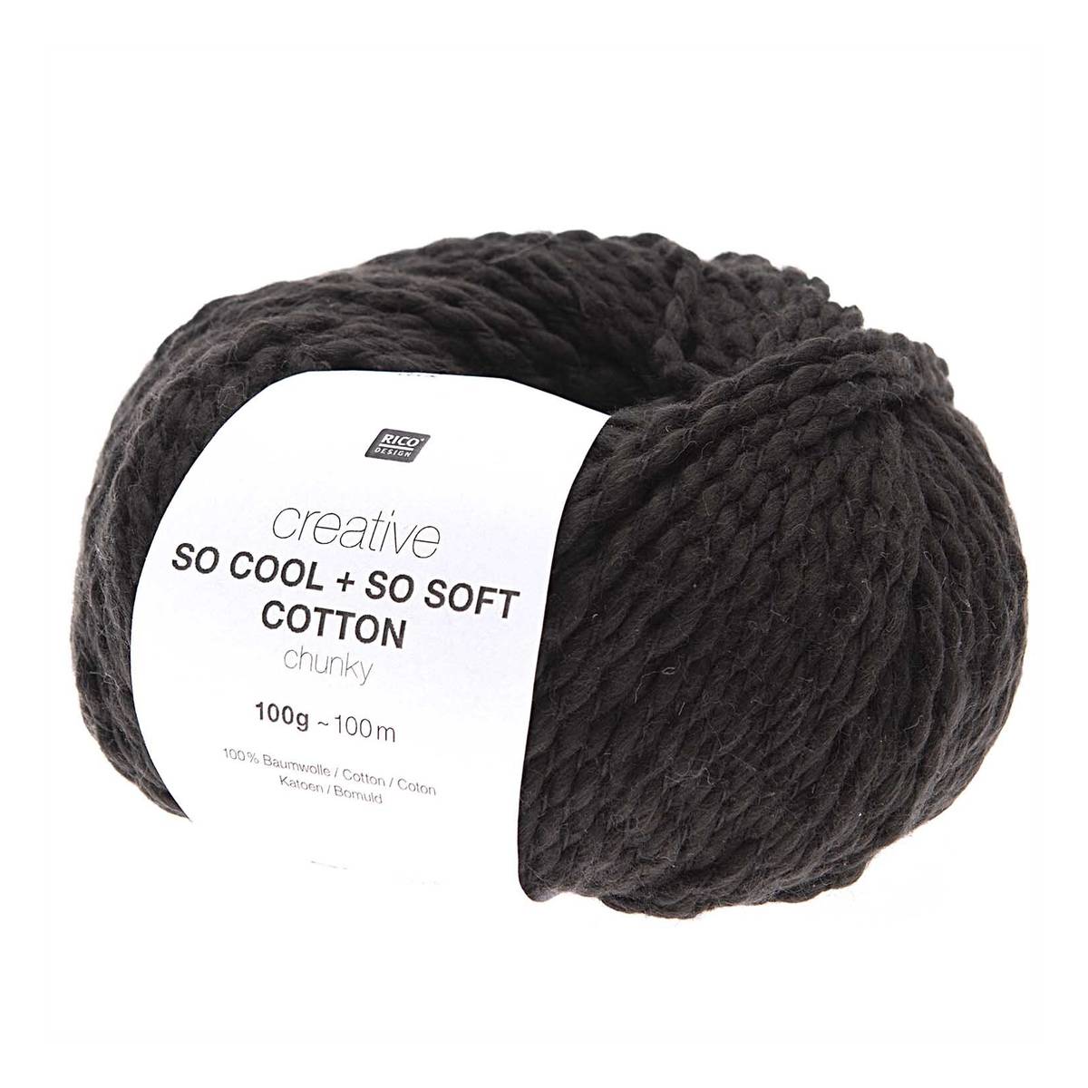 Rico Creative Black So Cool   So Soft Cotton Chunky 100g