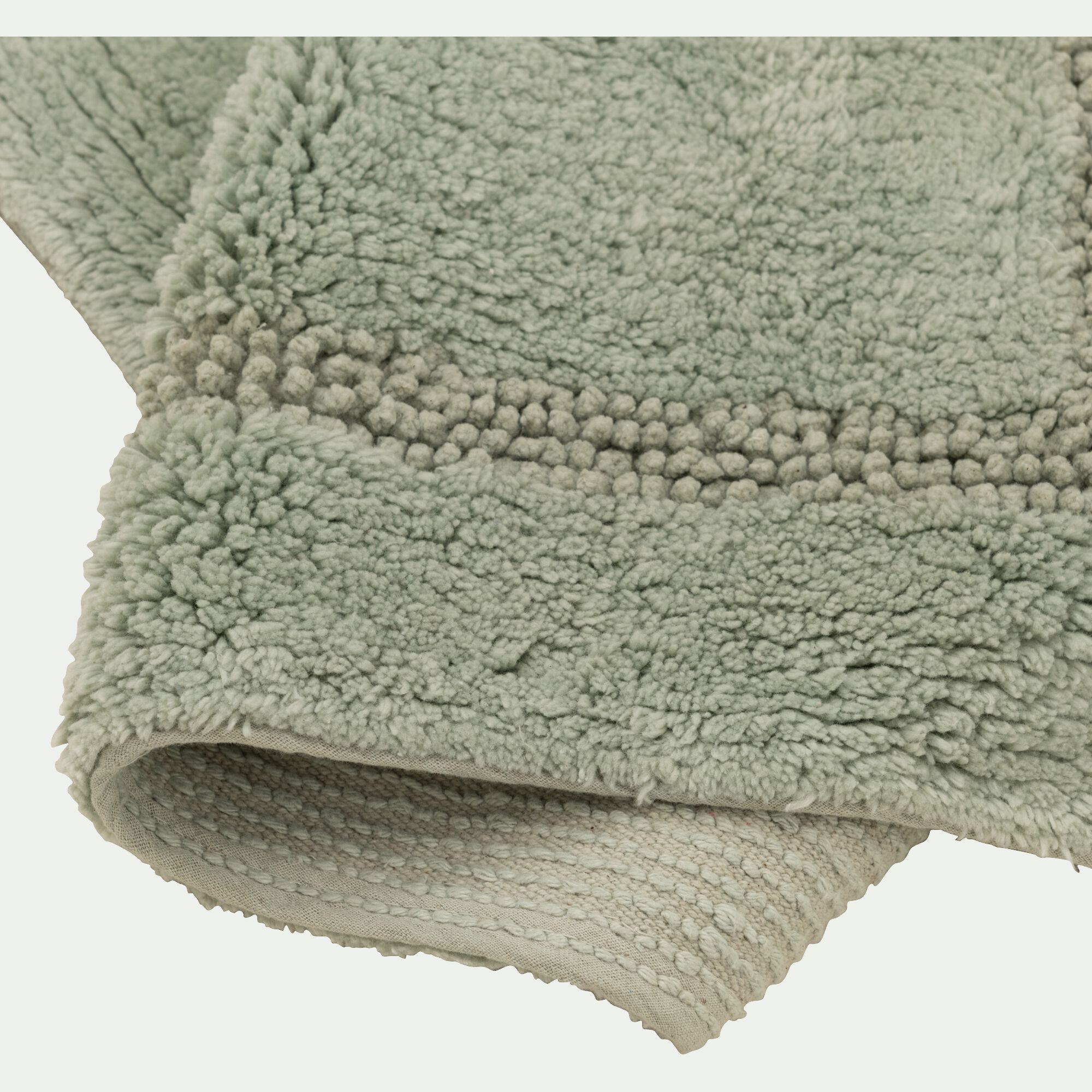 LOUCETA - Tapis de bain en coton 50x80cm - vert olivier