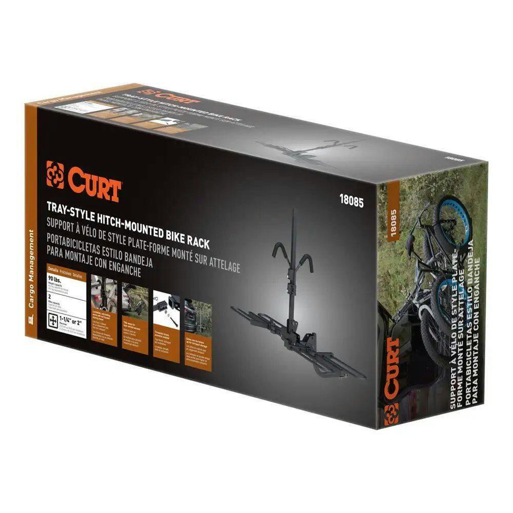 CURT 2-Bike Tray-Style Hitch Mount Bike Rack, Fits 1-1/4, 2-in Receiver, Black