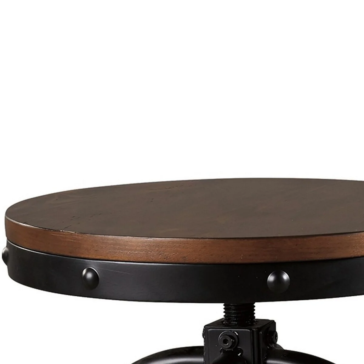 Zane 24 Inch Adjustable Swivel Counter Stool, Set of 2, Black Metal Base