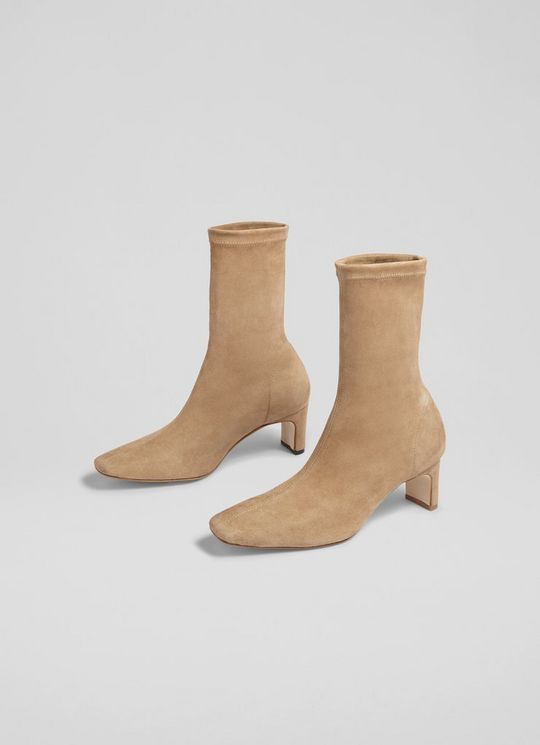 Marcia Brown Stretch Suede Leather Ankle Boots